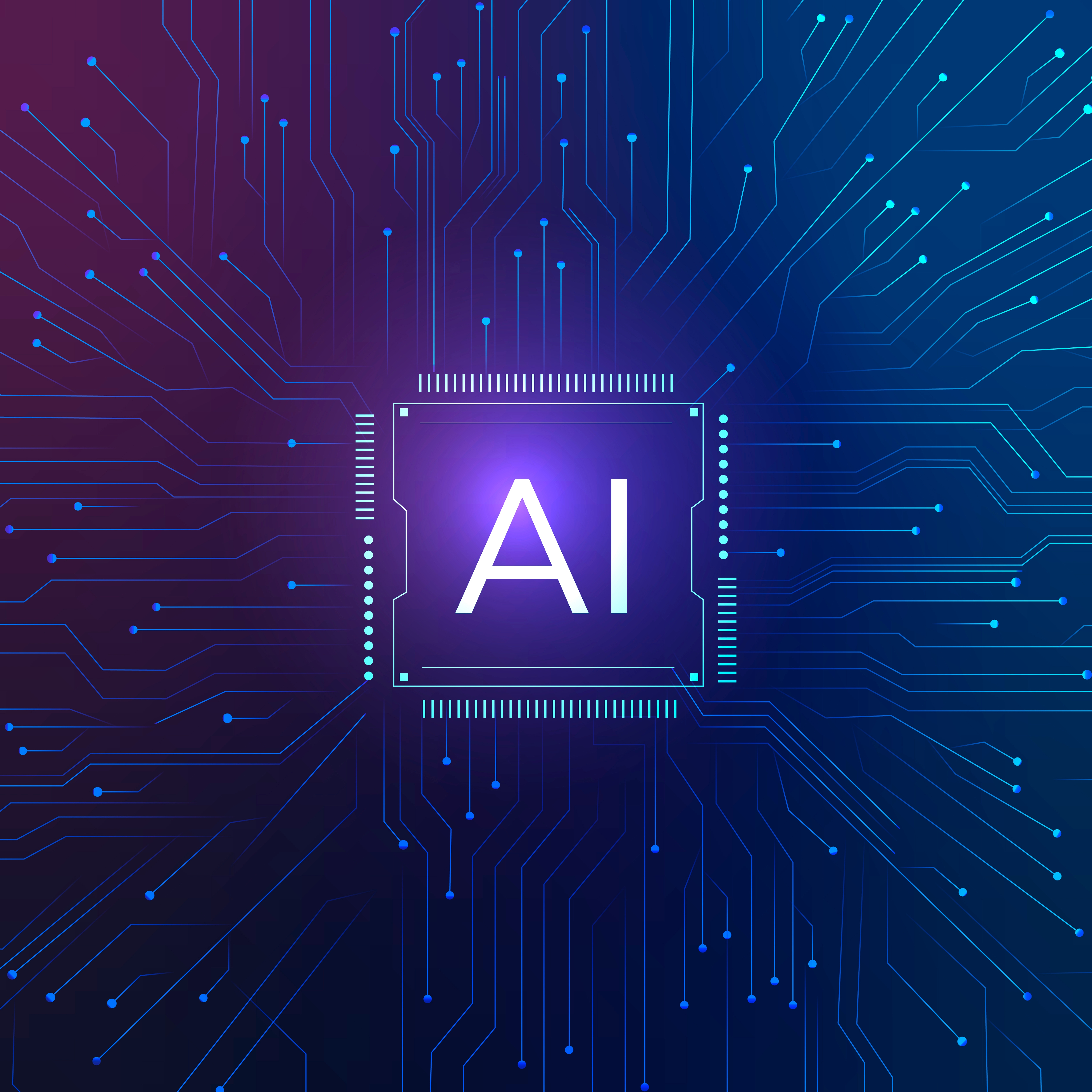 AI processor chip with neural network connections