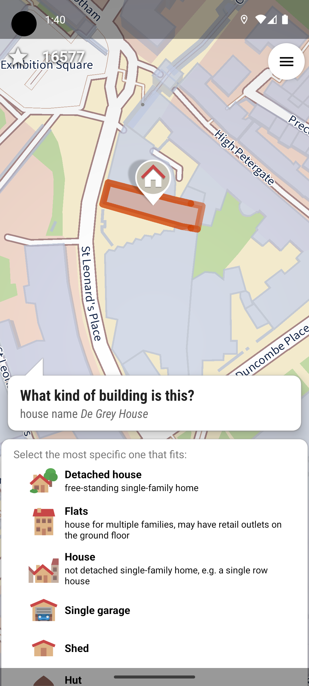 StreetComplete map screen