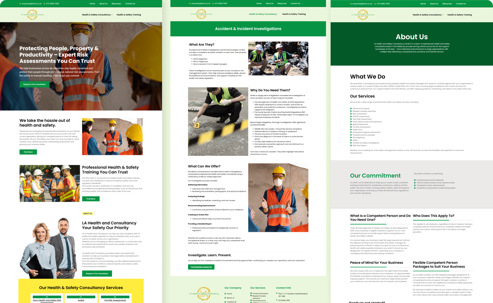 Health and Safety Consultancy Website Layout
