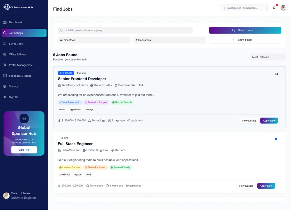Global Sponsor Hub job listings