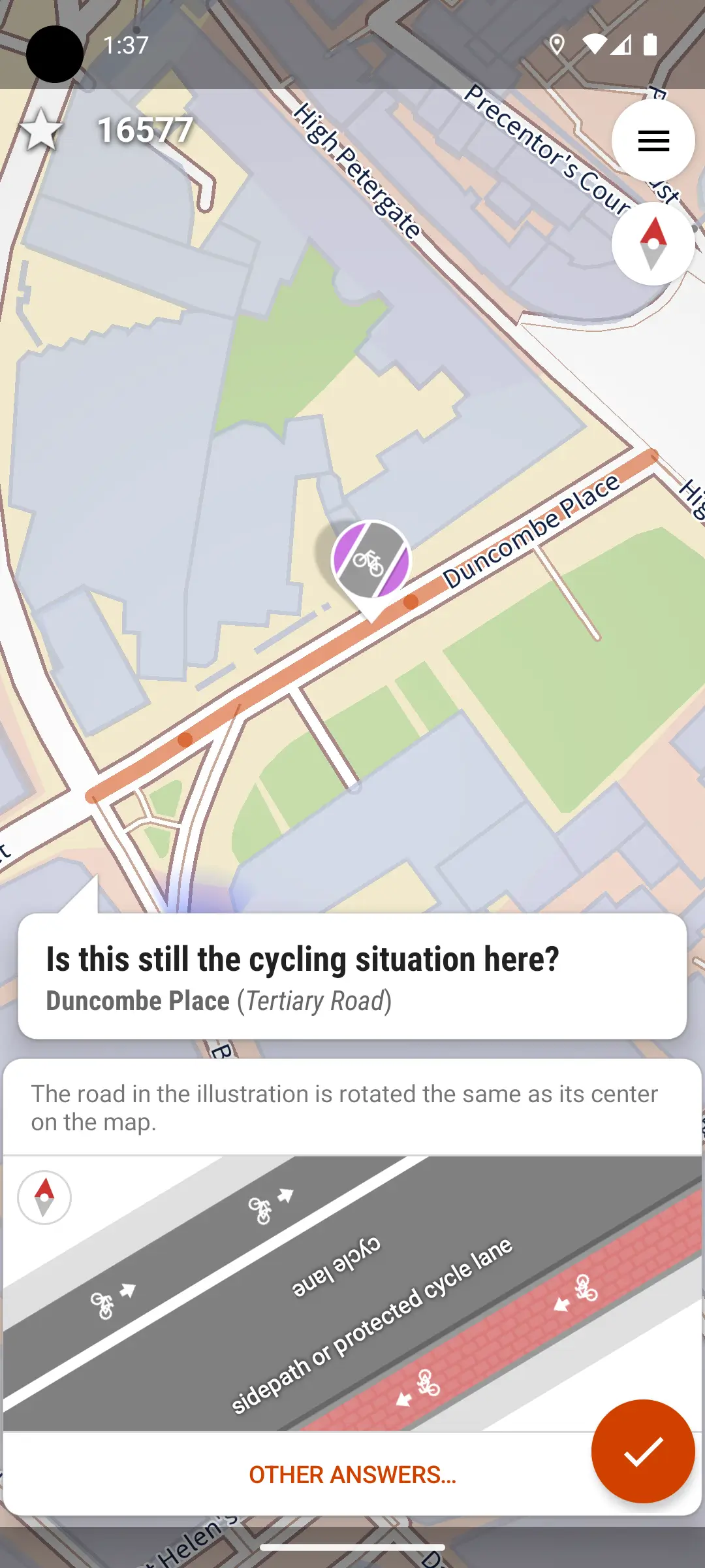 StreetComplete quest map screen